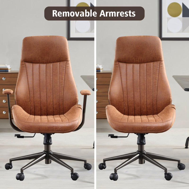 Albaugh Ergonomic Office Chair High Back Swivel Rolling Executive Chair Mid Century Faux Lether with Lumbar Support Large Computer Desk Task Chair